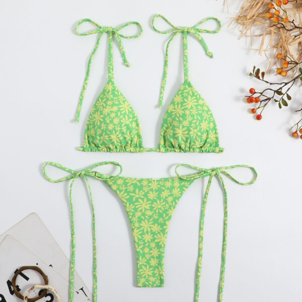 Floral Print Thong Bikini - Image 5