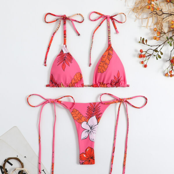 Floral Print Thong Bikini - Image 4
