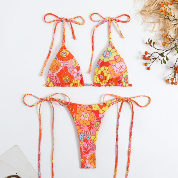 Floral Print Thong Bikini - Image 8