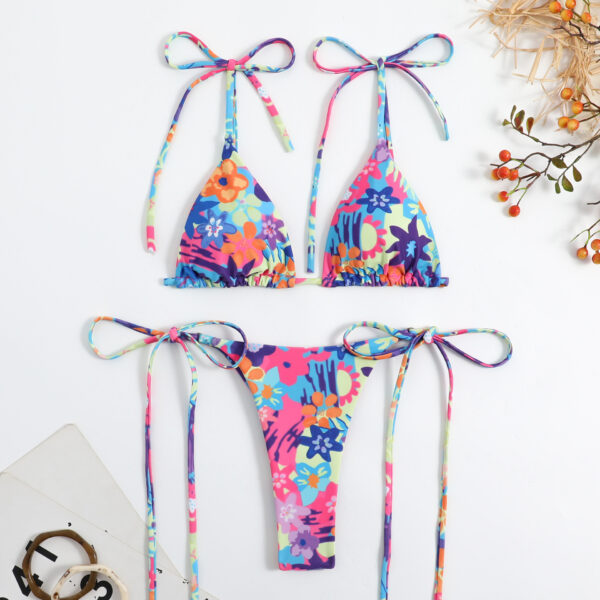 Floral Print Thong Bikini - Image 7