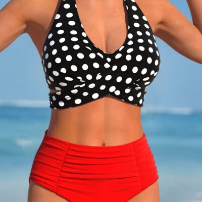 Cross-Tie Backless Bikini Set