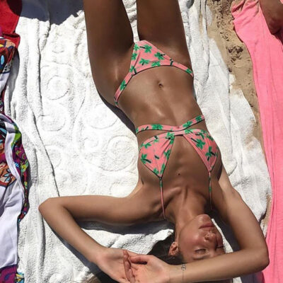 Tropical Palm Print Bikini Set