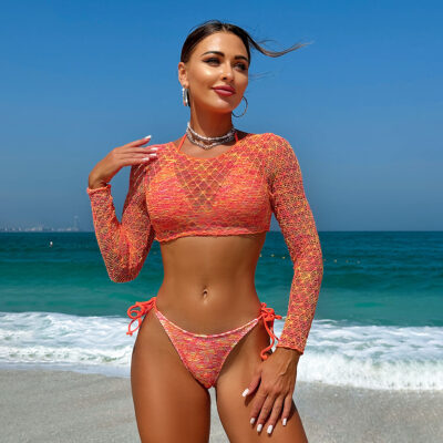 Mesh Three-Piece Bikini Set | Long Sleeve | Women's Swimwear