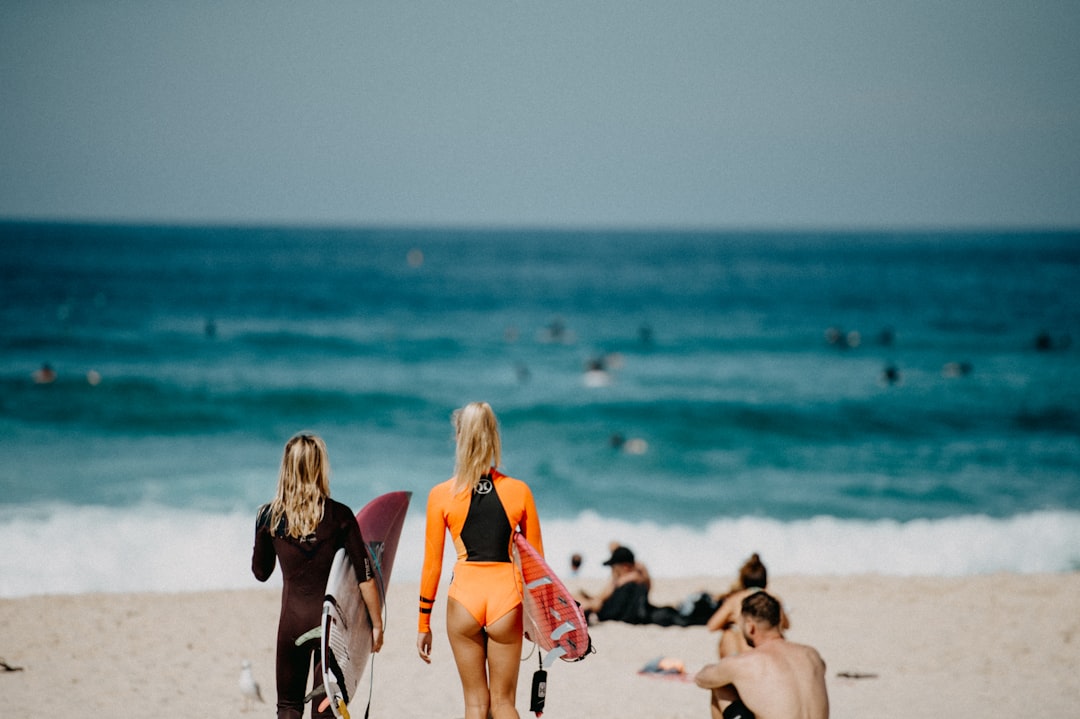 woman in high-neck bikini top on beach
