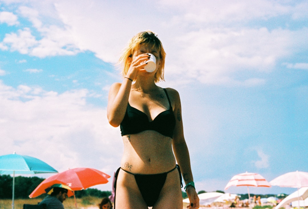 woman in triangle bikini top style