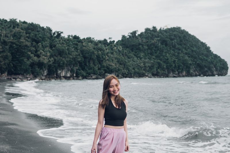 bikini set with sarong cover up on tropical beach
