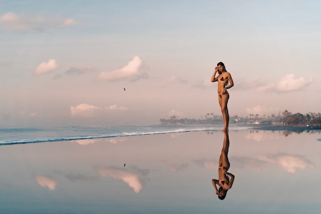 Reflection in an infinity pool. Location was The Royal Purnama Hotel in Bali