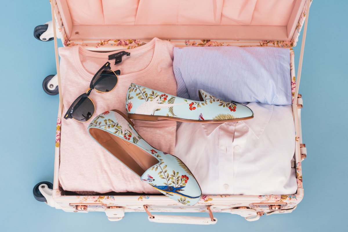 Cruise packing suitcase with swimwear