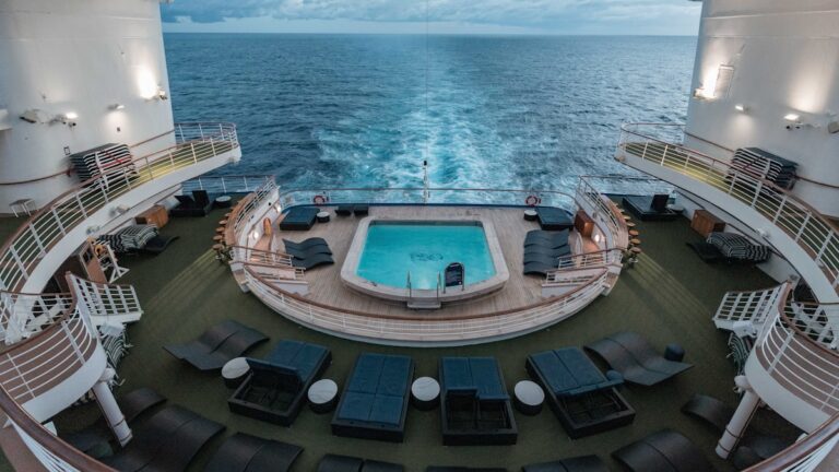 Cruise ship pool deck for swimwear