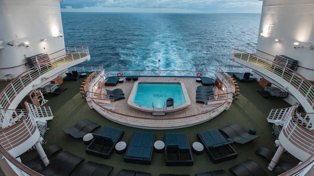 Cruise ship pool deck for swimwear