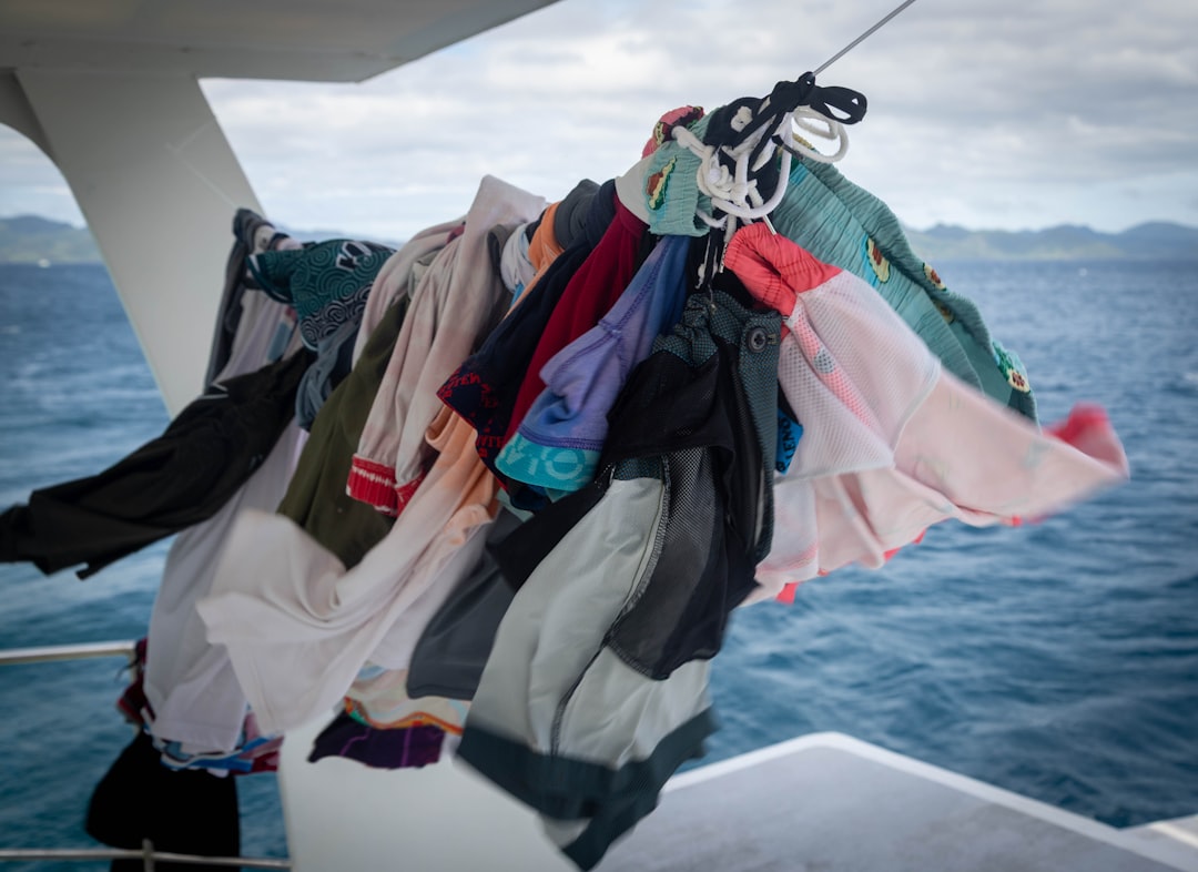 Clothes drying on a line on a boat