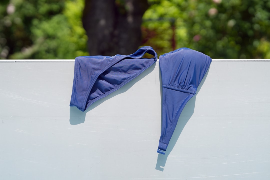 Nylon bikini drying flat after rinse to preserve fit