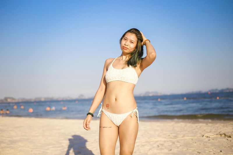 White crochet bikini top bralette style with full lining