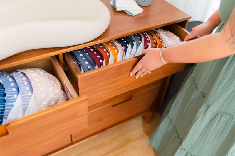 Store swimsuits flat folded in a drawer for off-season care