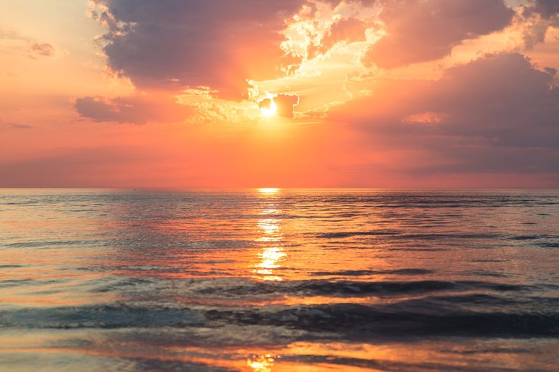 beach sunset during golden hour ending a perfect beach day
