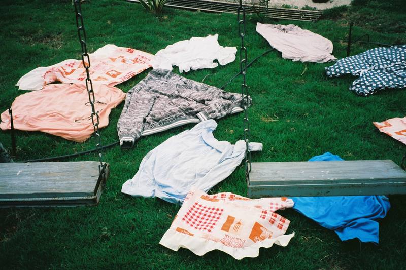 Swimwear drying flat in the shade to protect the fabric