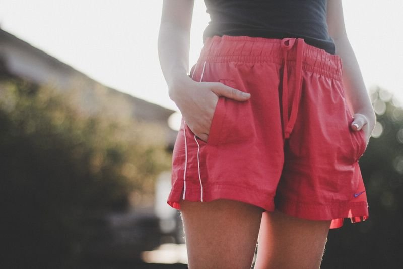 athletic swim shorts for women red drawstring waist sport style