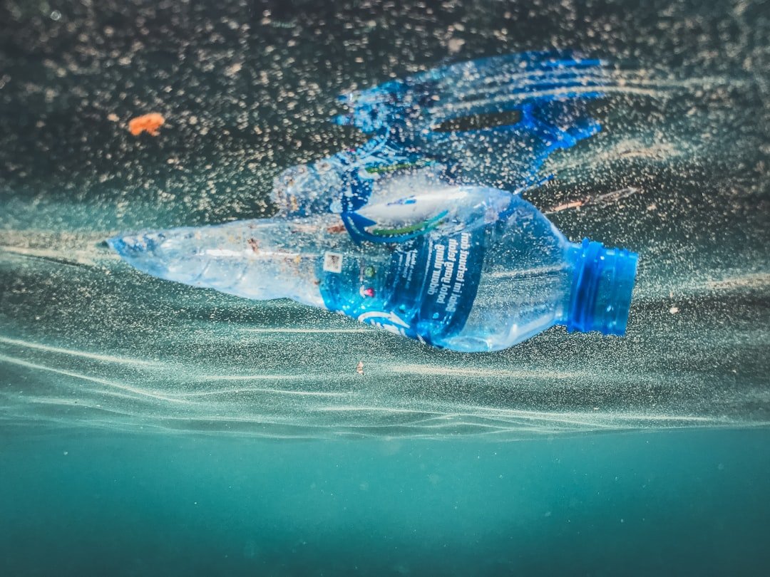 Plastic bottle and single use plastic in the Ocean. Captured in Indonesia
