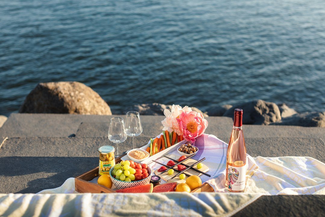 Picnic at the beach in summer