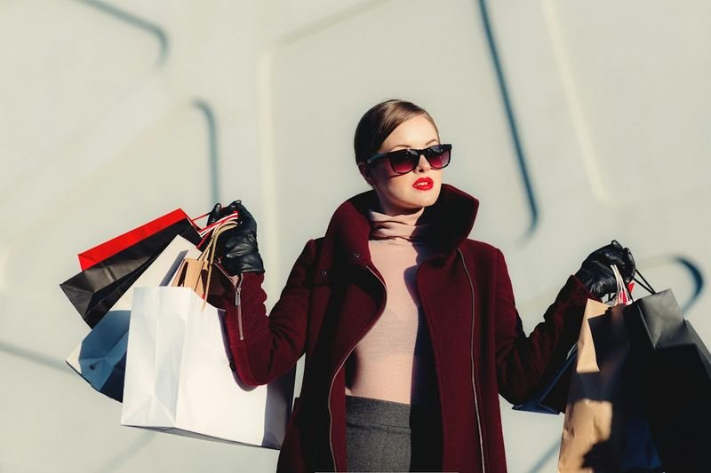 Plus size woman shopping for swimwear brands
