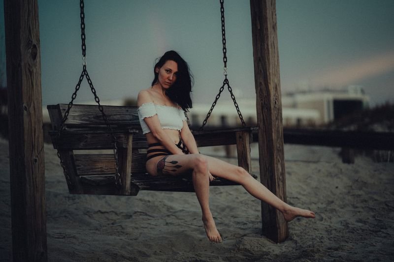 retro 1950s swimsuit style on the beach