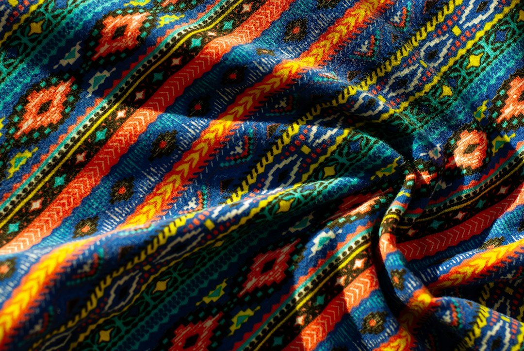 Multicolored fabric with geometric pattern