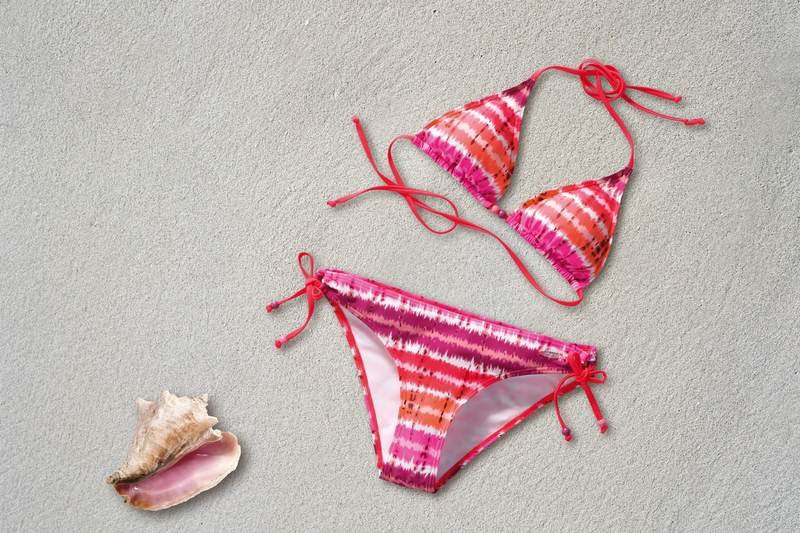 Colorful bikini from a curated swimwear subscription box
