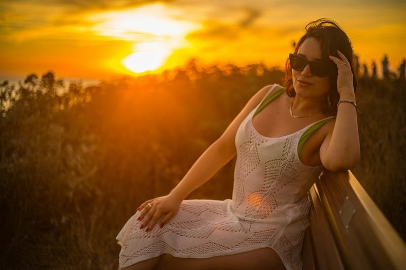 Beach cover-up worn over mastectomy swimwear for extra confidence