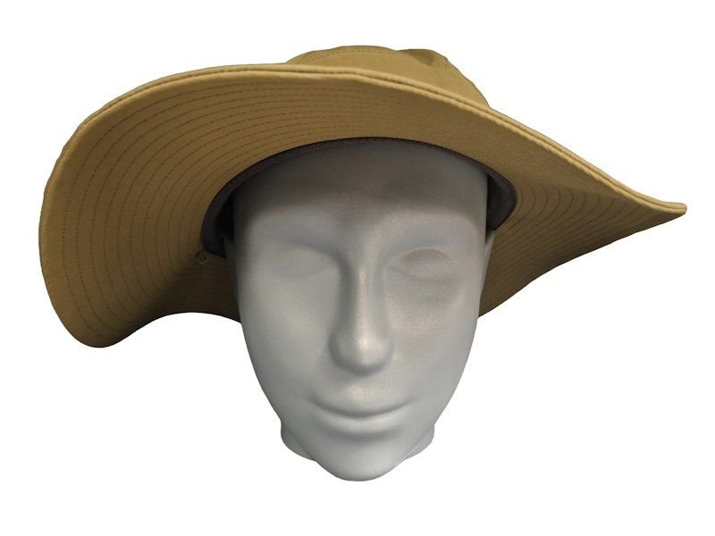UPF 50 wide-brim sun hat shown on a mannequin head